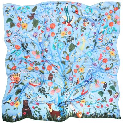 China Square Factory Direct Customized Printed Silk Chiffon Scarf for sale