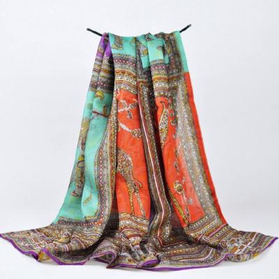 China Chinese Square Factory Custom Design Animal Silk Chiffon Scarf Printing OEM For Women for sale