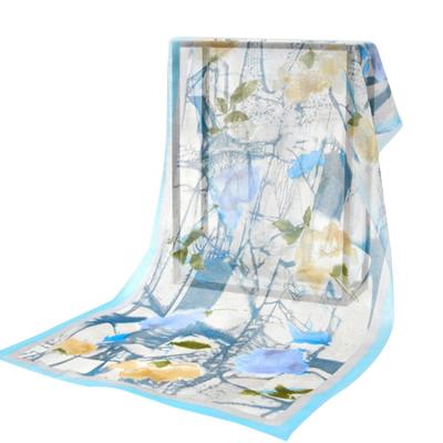 China Square Hangzhou Custom Design 6mm / 8mm Long Georgette Print Neck Silk Scarf for sale