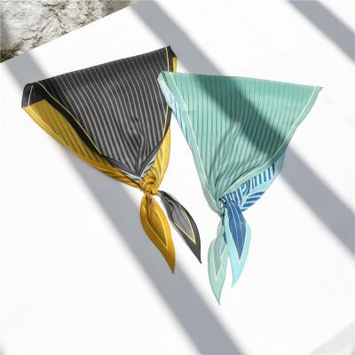 China Free Sample Short Pattern Custom Digital Printed Summer Ladies Two Tone Silk Scarf for sale