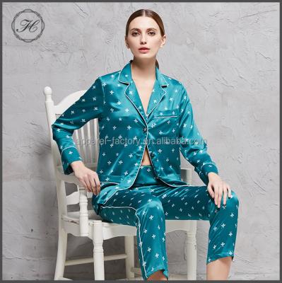 China 2017 Wholesale Free Shipping HCY Breathable High Grade Green Full Body Polyester Women Pajamas Set SP004 for sale