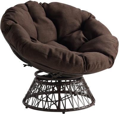 China Patio Swivel Chair Hotel Leisure Metal Papasan Cushion Frame Rattabn Swivel Chairs Comfortable Modern Wicker Outdoor Lounge for sale