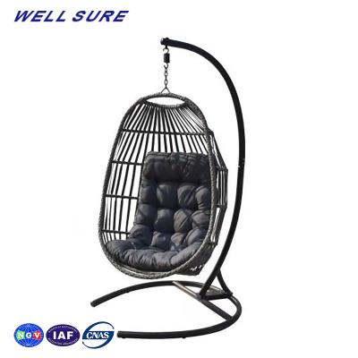 China Contemporary Adult Single Rattan Swing Hanging Metal Egg Chair Garden Swing Chair Furniture Outdoor Patio Swings for sale