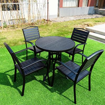 China Customized Modern Antique Aluminum Outdoor Patio Outside Furniture Chair Black Garden Table Set for sale