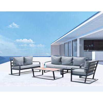 China Modern Home Outdoor Garden Furniture Aluminum Style 2 Seater Sectional Sofa Set With Comfortable Thicker Cushion for sale