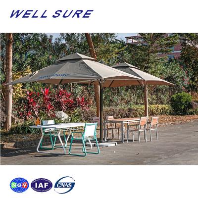 China Patio\Garden\Outdoor 3M Head\Hotel\Beach 2 Double 8 Ribs Offset Cantilever UV Protective Outdoor Patio 250g Polyester Hanging Umbrella for sale