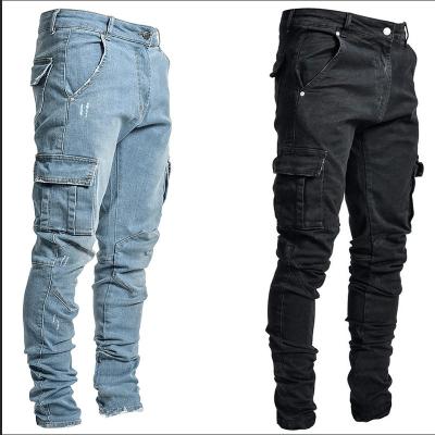 China Wholesale new QUICK DRY trend high street hip-hop ripped jeans men skinny jeans men small feet border with side pockets for sale