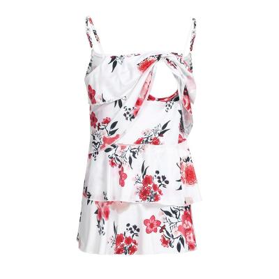 China Anti-Allergy Spaghetti Strap Floral Print Open Shoulder Nursing Top For Nursing Blouse for sale