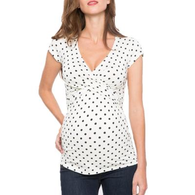 China Tops Maternity Pregnancy Care Anti-allergy Women's Blouses Long Sleeve Nursing Polka Dot Printed Nursing Clothes for sale