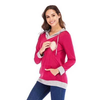 China Anti-allergy Maternity Clothing Zipper Nursing Pregnant Nursing Hoodie Opening for sale