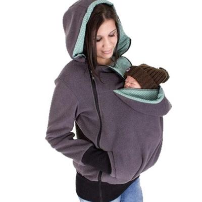 China Viable Women's Fleece Zipper Up Maternity Baby Carrier Hoodie Sweatshirt Care Kangaroo Jacket Pullover Maternity Tracksuit for sale