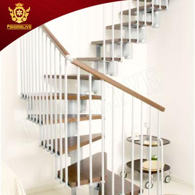 China Floating Staircase Metal&Wooden Staircase Custom Luxury Indoor Prefab Modern Small Space for sale