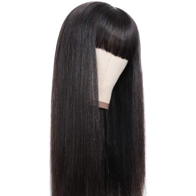 China 150% Density Human Hair Wigs Seller Chinese Cheap Remy Peruvian Human Hair Wigs Straight Wig With Bangs for sale