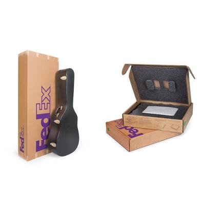 China Recyclable Custom Size Acoustic Classical Guitar Long Shaped Gift Cardboard FOL Packaging Side Loading Kraft Paper Corrugated Shipping Paper Box for sale