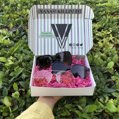 China Attractive Logo Contact Lenses Sunglasses Luxury Custom Gift Packaging Folding Single Wall Corrugated Cardboard Paepr Boxes For Shipping for sale