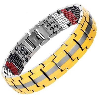 China 2022 Fashion New Magnet Anion Removable Energy Bracelet Titanium Stainless Steel Bracelet For Men for sale