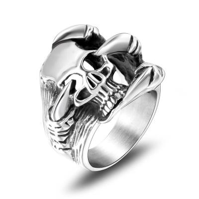 China CIA Niche Ring Defense Skull Titanium Retro Cold Elder Demon FASHIONABLE Punk Hyperbolic Steel Male Ring for sale