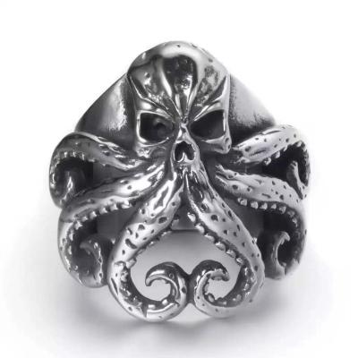 China Trendy Jewelry Mens Fashion Octopus Stainless Steel Ring Personality Retro Octopus Titanium Steel Ring for sale