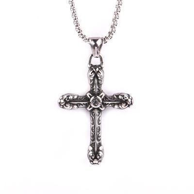 China Fashion Cross Men's Trendy Personality Necklaces Retro Titanium Steel Pendant Jewelry for sale