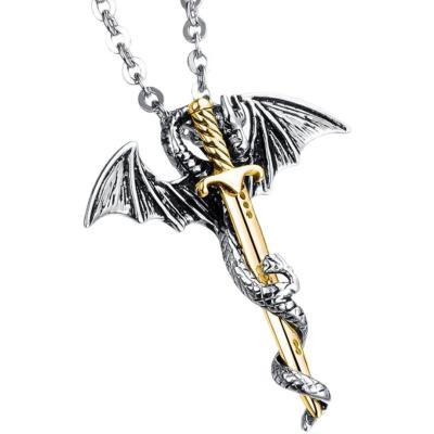 China FASHIONABLE creative domy sword titanium steel men dragon personality Han jewelry pendant necklace for sale