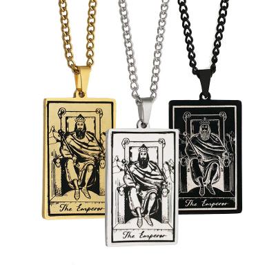 China FASHIONABLE 2022 New Stainless Emperor Tarot Necklace Pendant Long Men's Jewelry for sale