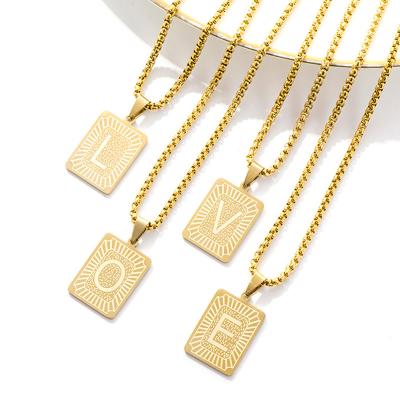 China New TRENDY 26 English Letters Ladies Fashion Stainless Steel Pendant Necklaces Men Letters Hip Hop Fashion for sale