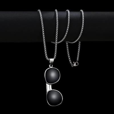 China 2022 Central Institute of Statistics 2022 titanium men's pendant necklace fashion hip steel male korean hop necklace sunglasses for sale