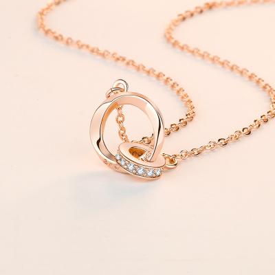 China FASHIONABLE Korean Version Mobius Ring Couples Necklace Small Luxury Female Pendant Light Gift for sale