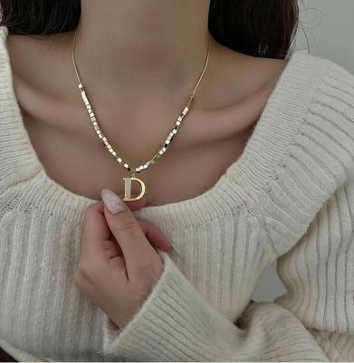 China FASHIONABLE Initial Necklace Letter D Niche Design Sense INS Metal Wind Female Light Luxury Accessories for sale