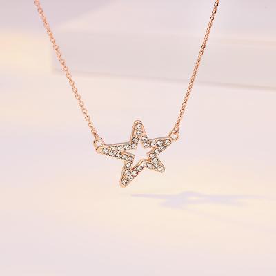 China TRENDY Stainless Steel Woman Necklace Jewelry Star Shape Pendant 2022 Rose Gold Beach Girl Fashion Trend Female Cute Starfish Matching for sale