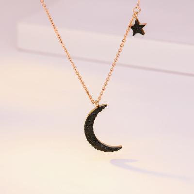 China High Quality Stainless Steel Girls Neck Pendant Rose Gold Charming Noble Sexy Star Moon Necklace Beautiful Woman Fashion TRENDY Jewelry for sale