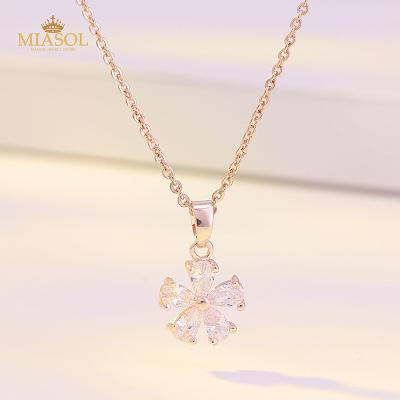 China Beautiful FASHIONABLE Exquisite Petal Necklace Girl Women Fashion Exclusive Metal Copper Zircon Inlaid With High Quality Ms. O Chain Charming for sale