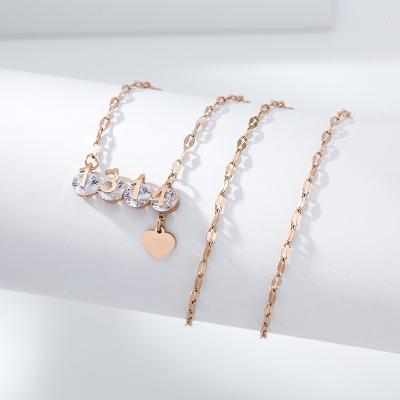 China TRENDY Rose Gold Necklace Women Charming Quality Girls Chain To Couple Birthday Clothes Stainless Steel Confession Pendant Jewelry Pretty for sale