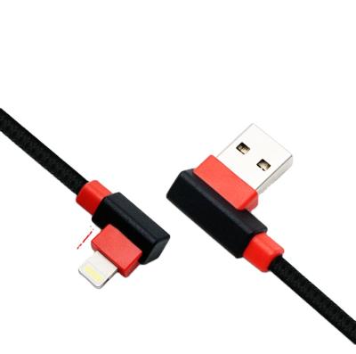 China Etc.electronic Mobile Phone Wholesale Product Double Sided Puggable Right Angle Nylon Braid USB 2.0 Charging Cable for sale