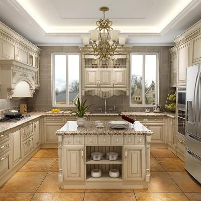 China New Style Traditional Antique White Sideboard Designs Cherry Solid Wood Kitchen Cabinet for sale