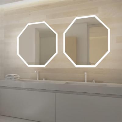 China Modern Hotel Custom Frameless LED Illuminated Wall Light Bathroom Smart LED Backlit Mirror for sale