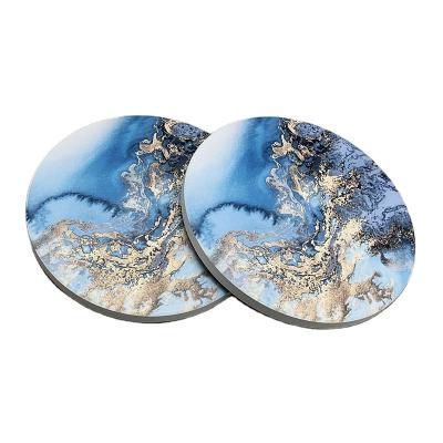 China Ceramic Coaster 6 Sustainable European Style Water Absorbent Round Shape Set With Cork for sale