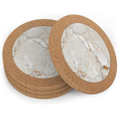 China Viable Style Marble Coasters Set With Cork Base for sale