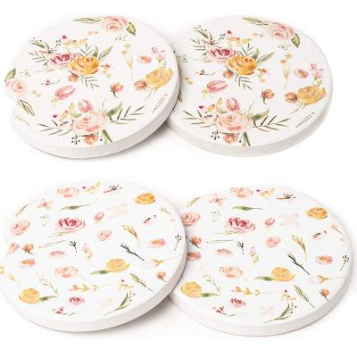 China Viable For Cup Holder Soak Up Puddles To Clean Car Ceramic Absorbent Auto Coasters 6pcs Sublimation Blanks for sale