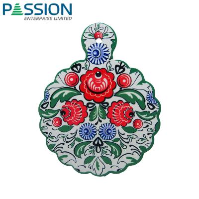 China Viable hot sale flower pattern ceramic tile coaster kitchen tripod for hot pot ceramic mat for hot pot for sale