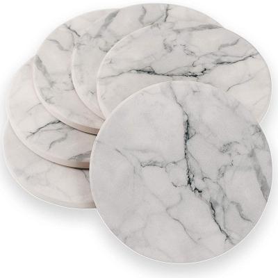 China Sustainable Absorbent Ceramic Faux Marble Stone Coasters Ceramic for sale