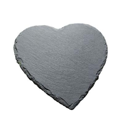 China Viable Promotional Natural Slate Stone Black Heart Shaped Cup Coasters Mat for sale