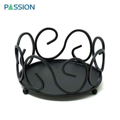 China High Quality Viable Black Metal Metal Stand Decorative Flower Pot Flower Coaster Stand For 4 To 8 Pcs Of Round Coasters for sale