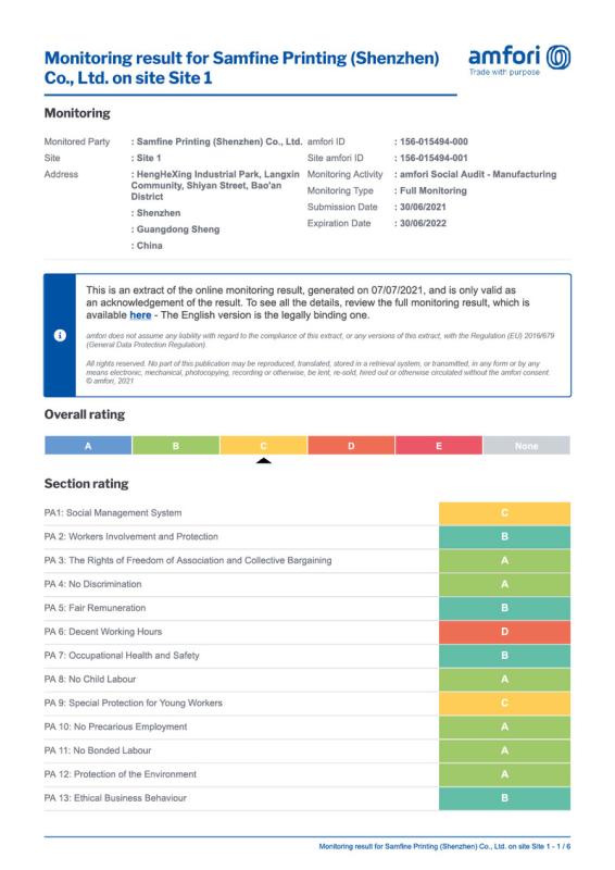 BSCI - Samfine Printing (shenzhen) Co., Ltd.