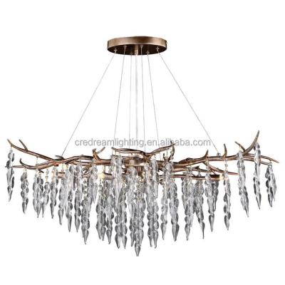 China Modern Unique Design Metal Branches Geometric Chandelier With Crystal Drops For Bedroom Dining Room Living Room for sale