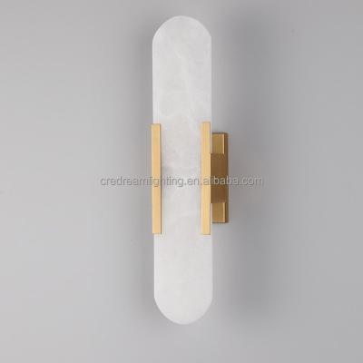 China Modern Modern Decorative Copper and Marble Wall Lamp for Bedroom or Living Room Villa Terrace Led Creative Balcony for sale