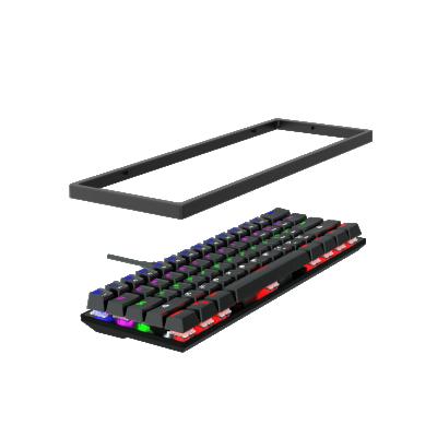 China BK70 Plug & Play Lighting Mechanical Gaming Keyboard 61Keys Backlit Blue Switches Backlit Keyboard For Gamer RGB Laptop Black for sale