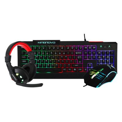 China Metal OEM 2022 Best Selling Kingnovo G12 4 in 1 Combo Gaming Keyboard Mousepad Mousepad Earphone RGB Gift Box Set for sale