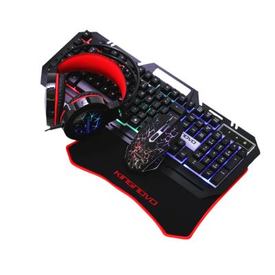 China G11 RGB Metal Keyboard 4 in 1 Gaming Keyboard Mouse Pad Earphone Kit Set Keyboard Mouse Combo for sale