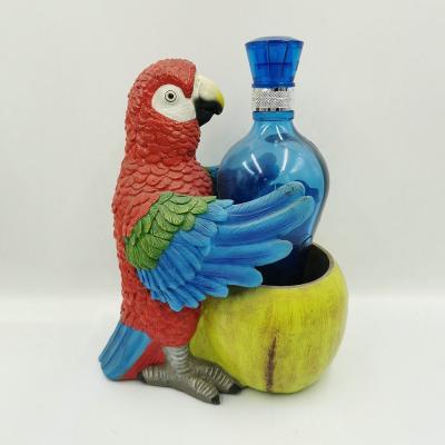 China Europe Wholesale OEM Home Dining Room Decor Polyresin Parrot Wine Bottle Holder Animal Resin Decoration for sale